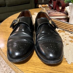 Allen Edmonds Dress Shoes Mens 10.5D Black Hillsboro Leather Cap Toe Monk Strap